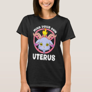 T-shirt Faites attention à votre utérus Baphomet Satanique