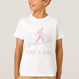 T-shirt Faites une randonnée en bleu et rouge