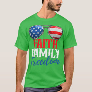T-shirt Faith Family Freedom Cute 4 juillet American Fla