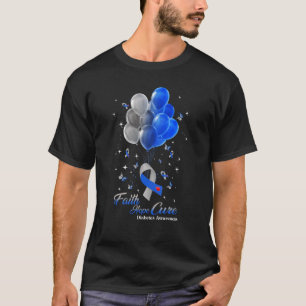 T-shirt Faith Hope Cure Butterflies Blue Ribbon Diabetes A