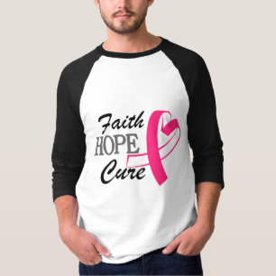 T-shirt Faith Hope Cure Pink Ribbon Breast Cancer Awarenes