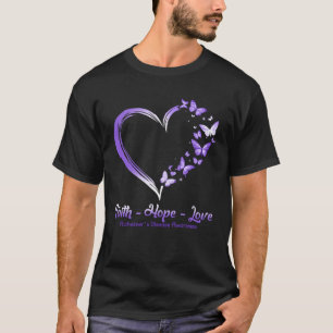 T-shirt Faith Hope Love Alzheimer Maladie de coeur Butterf