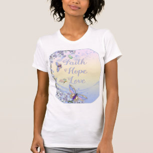 T-shirt Faith Hope Love (beaux papillons)