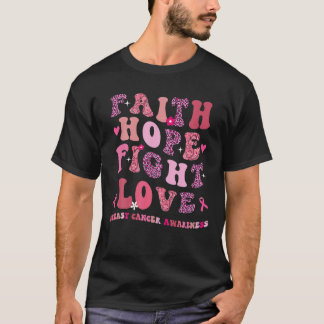 T-shirt Faith Hope Love Cancer du sein Sensibilisation Pin