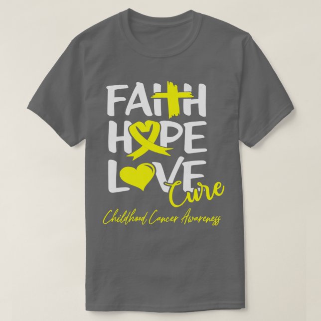 T-shirt Faith Hope Love Cure Childhood Cancer Awareness  (Design devant)