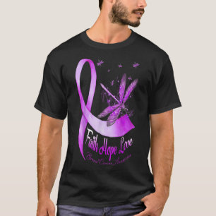 T-shirt Faith Hope Love Dragonfly Cancer du Pancréas