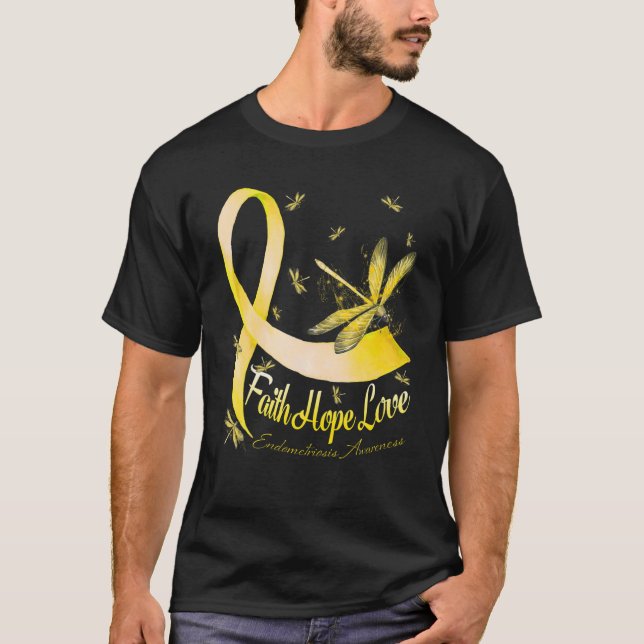 T-shirt Faith Hope Love Endometriose Sensibilisation Drago (Devant)