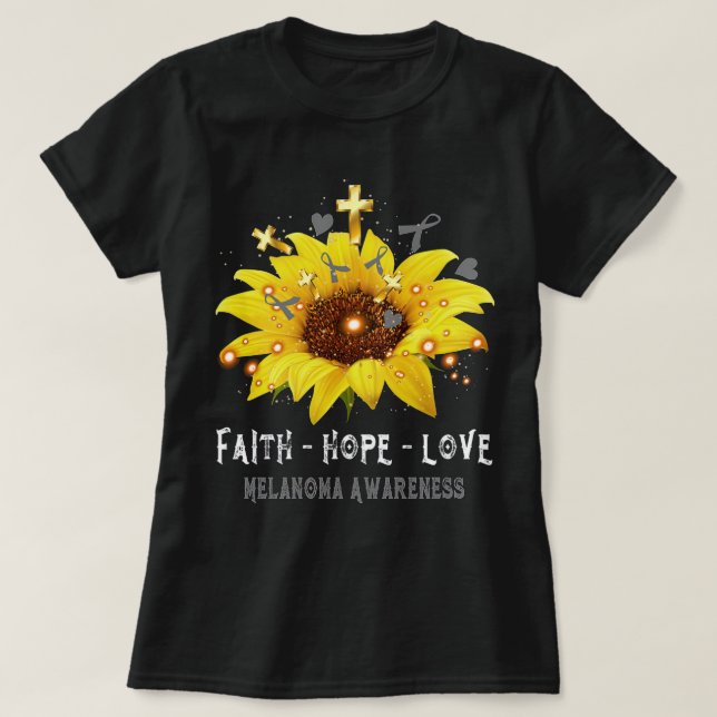 T-shirt Faith Hope Love Melanoma Awareness Support Melanom (Design devant)