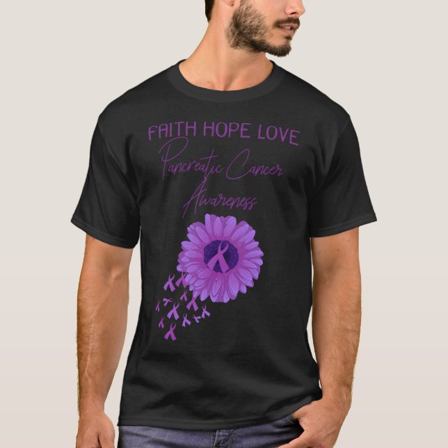 T-shirt Faith Hope Love Pancréatic Cancer Awareness Violet (Devant)