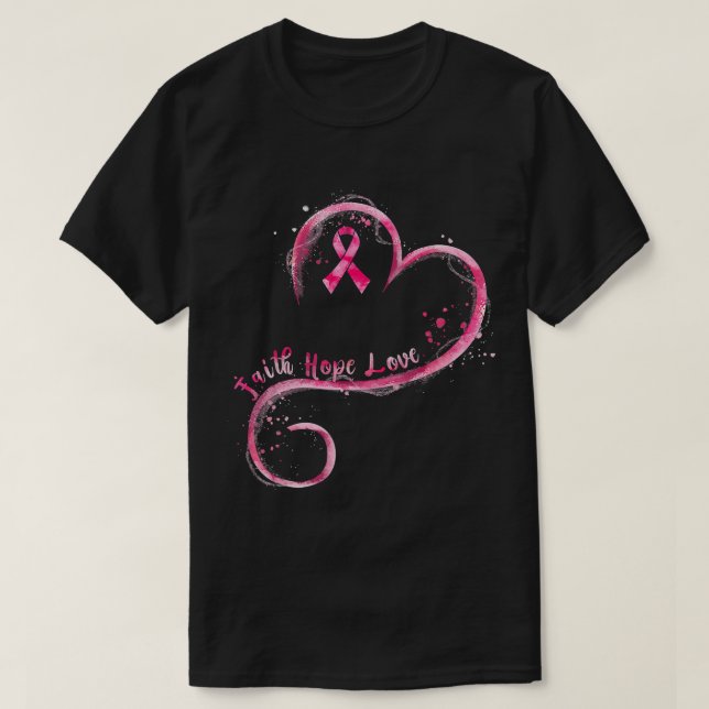 T-shirt Faith Hope Love Pink Ribbon Cancer du sein Prix (Design devant)