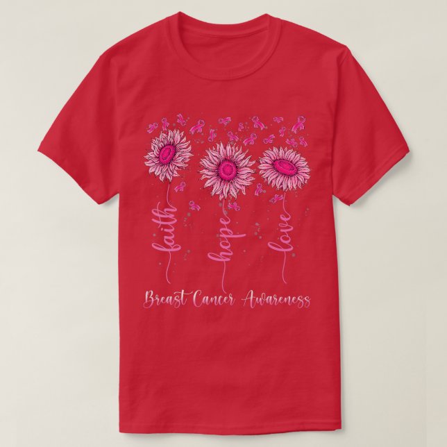 T-shirt Faith Hope Love Pink Ribbon Cancer du sein Prix (Design devant)