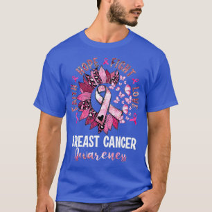 T-shirt Faith Hope Love Pink Ribbon Leopard Cancer du sein
