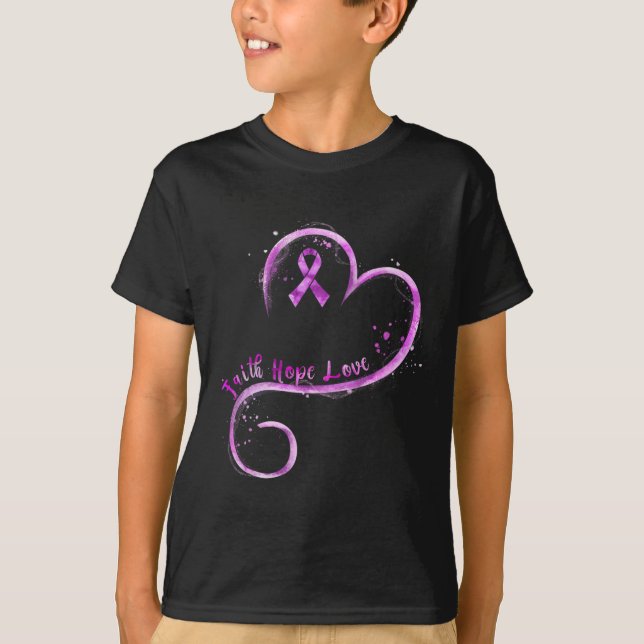 T-shirt Faith Hope Love Purple Ribbon Overdose Sensibilisa (Devant)