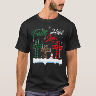 T-shirt Faith Hope Love Snowman Christian Xmas
