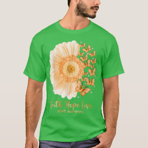 T-shirt Faith Hope Love Sunflower Butterfly ADHD Awareness