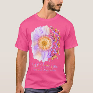 T-shirt Faith Hope Love Sunflower Butterfly Psoriasis Awar