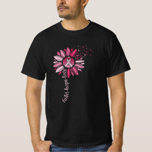 T-shirt Faith Hope Love Sunflower Cancer du sein Sensibili