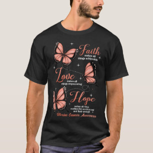 T-shirt Faith Love Hope Papillon utérin Sensibilisation au