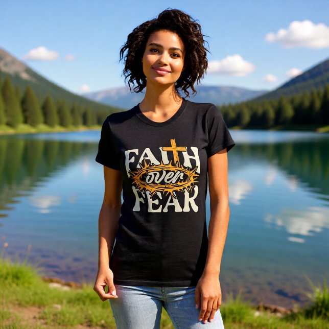 T-shirt Faith Over Fear Crown of Thorns Black (Créateur téléchargé)