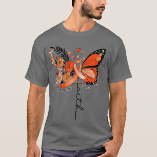 T-shirt Faith Papillon Orange Ruban Leucémie Sensibilisati