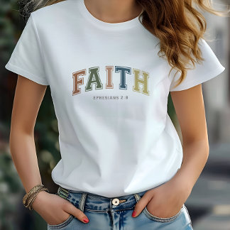 T-shirt Faith Varsity Style Texte Ephésiens 2:18