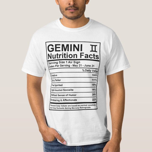 T-shirt Faits de nutrition de Gémeaux - chemise de (Devant)