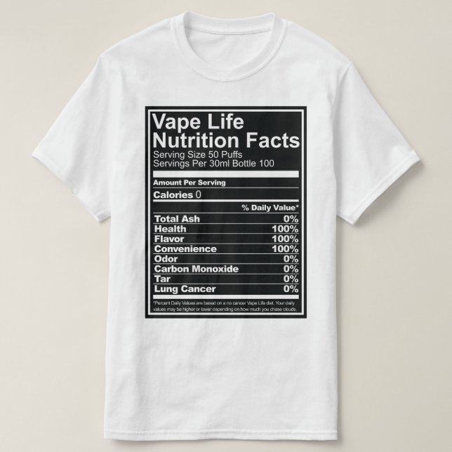 T-shirt Faits de nutrition de la vie de Vape (Design devant)