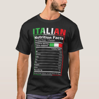 T-shirt Faits nutritionnels italiens Italiano Fierté de l'