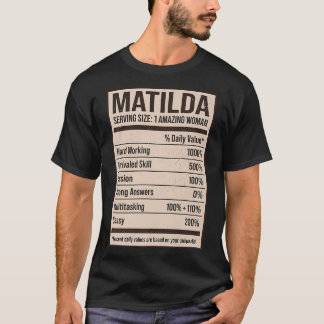 T-shirt Faits nutritionnels Matilda Nom Surnom Alias Titre
