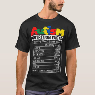 T-shirt Faits Nutritionnels sur l'Autisme Mois de Sensibil