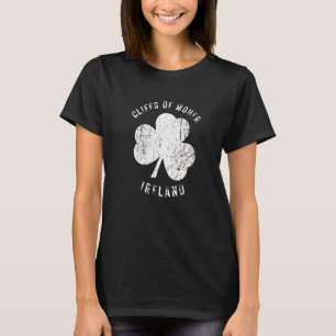 T-shirt Falaises De Moher Irlande Shamrock Vintage Distres