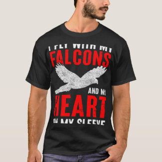 T-shirt Falconer Papa Falconry Coeur sur ma manche 1
