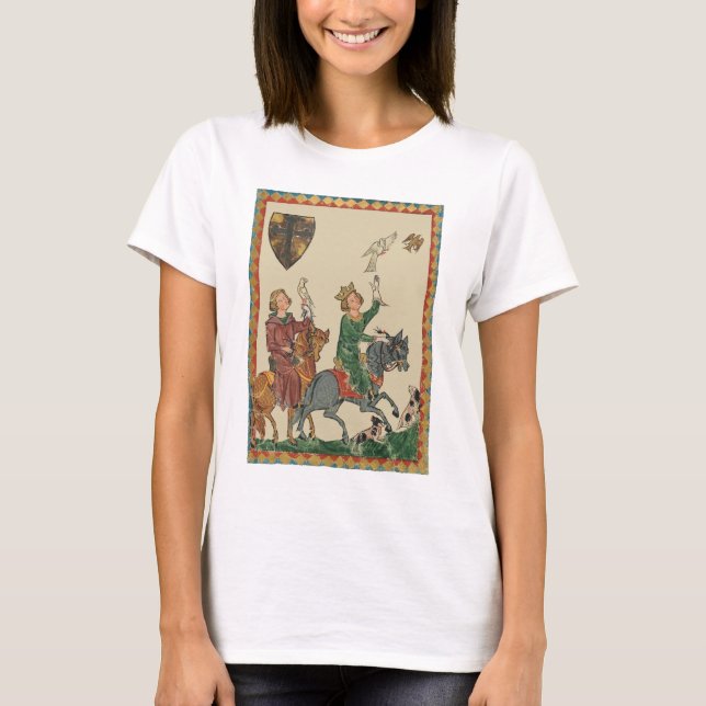 T-shirt Falconry, 14th Century Codex Manesse (Devant)