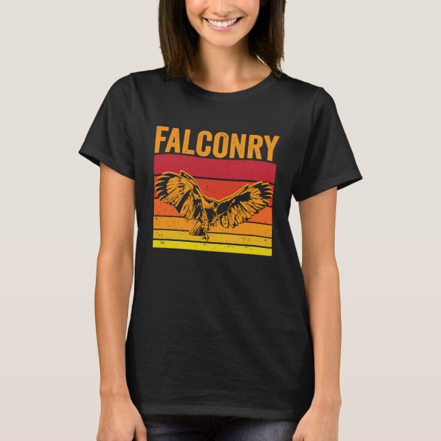 T-shirt Falconry Retro Sunset Falcon (Devant)