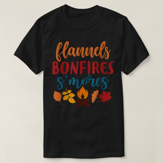 T-shirt Fall Apparel, Flannels Bonfires Smores, Autumn  (Design devant)