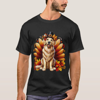 T-shirt Fall Golden Retriever Thanksgiving Pilgrim Turkey 