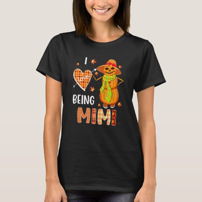T-shirt Fall Leaf Mimi Pumpkin Snowman Thanksgiving Autumn (Devant)