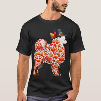 T-shirt Fall Leaves Pumpkins Samoyed Shape Thanksgiving
