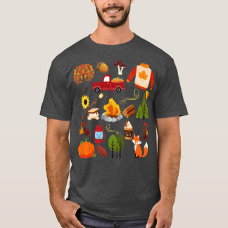T-shirt Fall Lover Collections Feuille Citrouilles feu de 