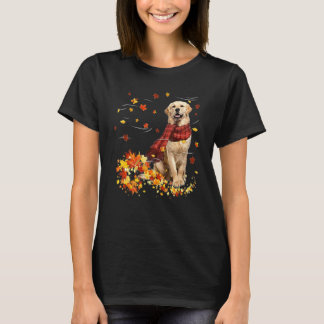 T-shirt Fall Scarf Golden Retriever Dog Autumn Falling Le