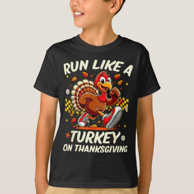 T-shirt Fall Vibes Turkey Trot Run Like A Turkey On Thanks (Devant)