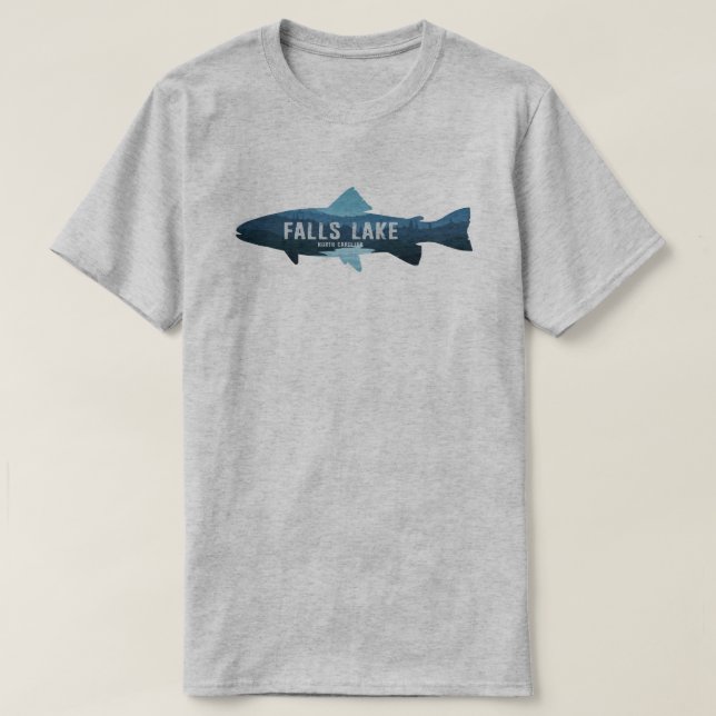 T-shirt Falls Lake North Carolina Fish (Design devant)