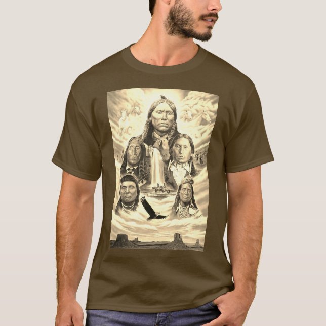 T-shirt Fameux Amérindiens Chiefs Indiens Hommes Brown (Devant)