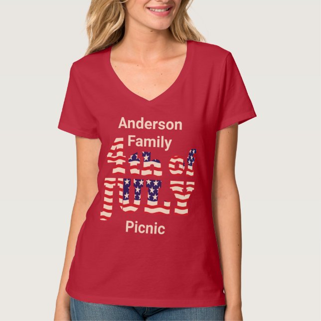 T-shirt Famille 4 juillet personnalisée (Devant)