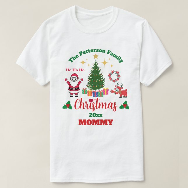 T-shirt Famille blanche personnalisée Noël Père Noël Unise (Design devant)