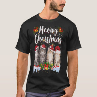 T-shirt Famille Cat Meowy Correspondant Pajamas de Noël Pè