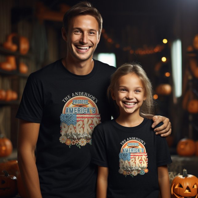 T-shirt Famille correspondant nom personnalisé Protéger US (Créateur téléchargé)