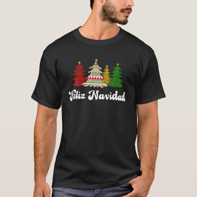T-shirt Famille Correspondante Feliz Navidad Espagnol Mexi (Devant)