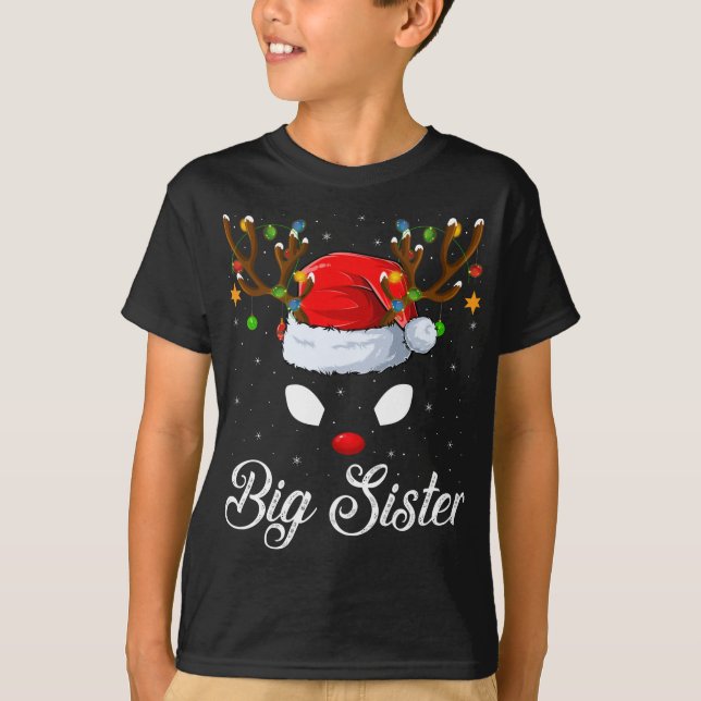 T-shirt Famille Correspondante Santa Chapeau Grande Soeur  (Devant)