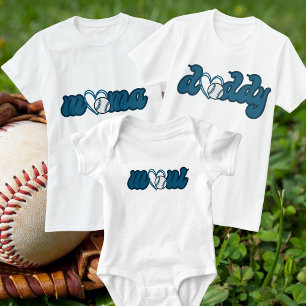 T-shirt Famille de baseball Papa Correspondance Typographi